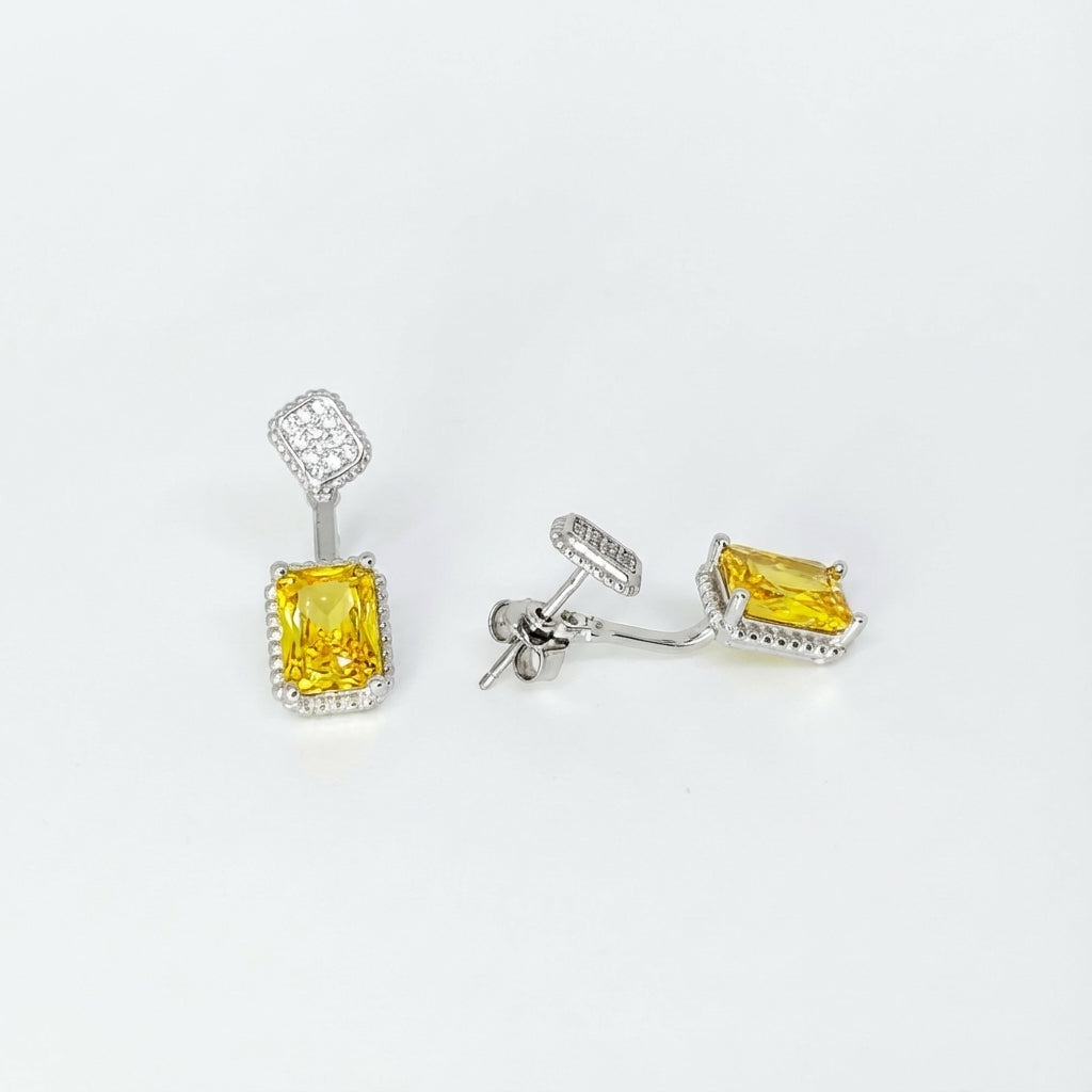 Luxury Silver Earrings With Yellow Gemstone - Work hard. Shine harder.