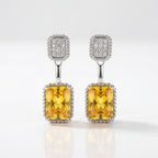 Luxury Silver Earrings With Yellow Gemstone - Work hard. Shine harder.