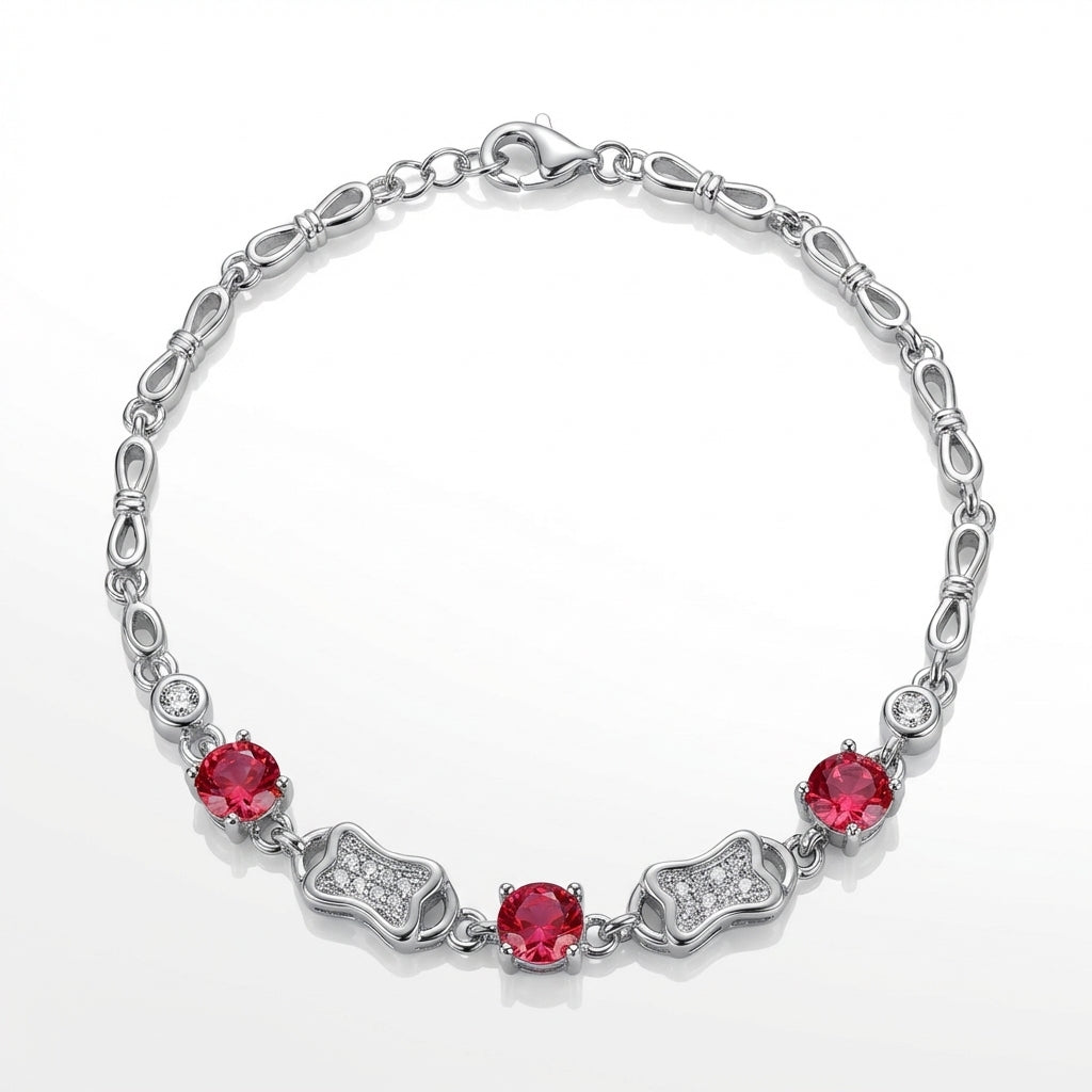 Fiery Red Stone 925 Silver Bracelet - Jewellery for women who lead.