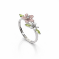 Luxury Three-Stone Ring – Yellow Emerald Design Adjustable Silver Ring