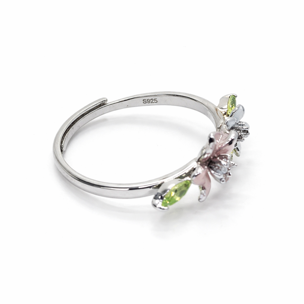 Luxury Three-Stone Ring – Yellow Emerald Design Adjustable Silver Ring