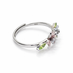 Luxury Three-Stone Ring – Yellow Emerald Design Adjustable Silver Ring