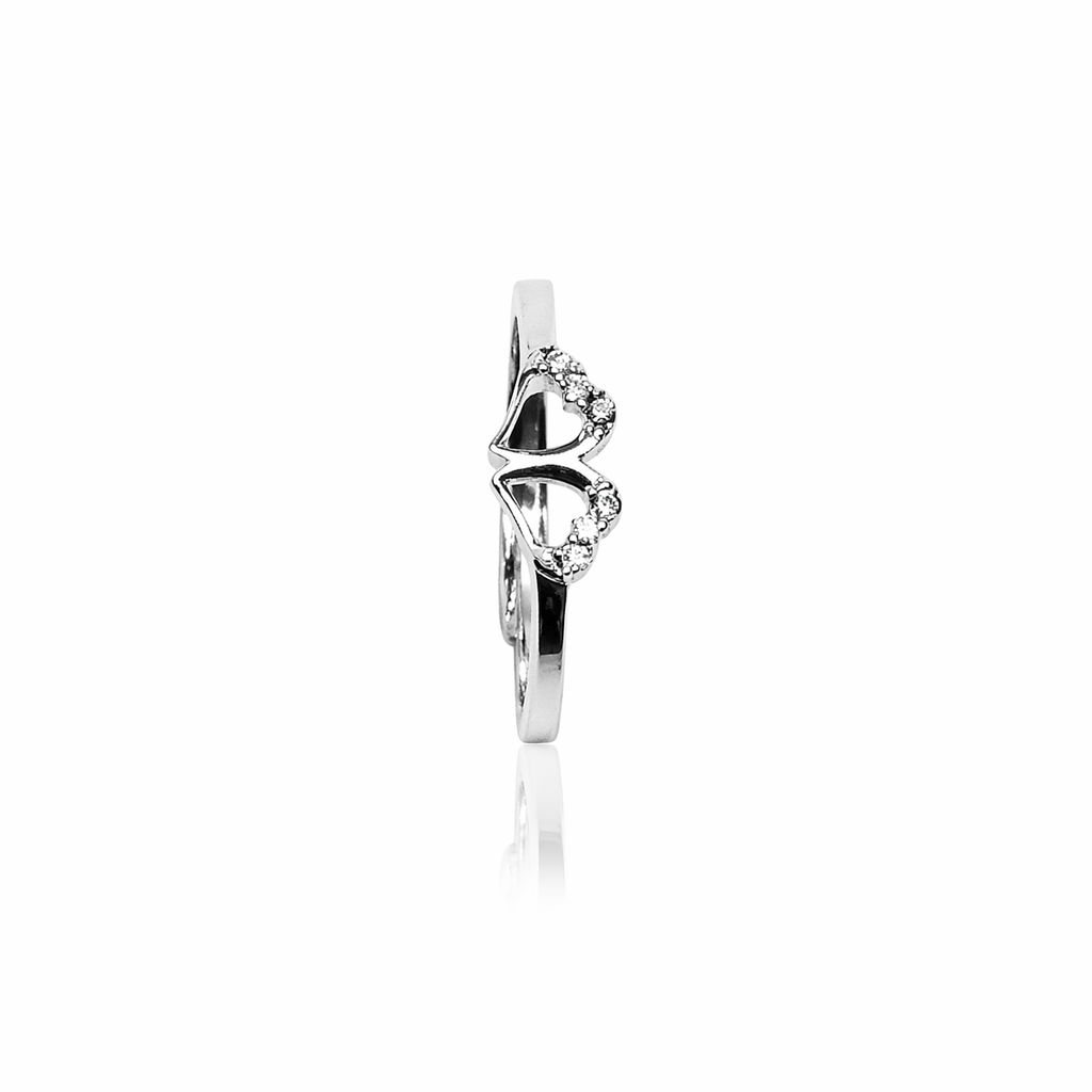 Double Heart Silver Ring – 925 Sterling Silver Romantic Minimalist Jewelry
