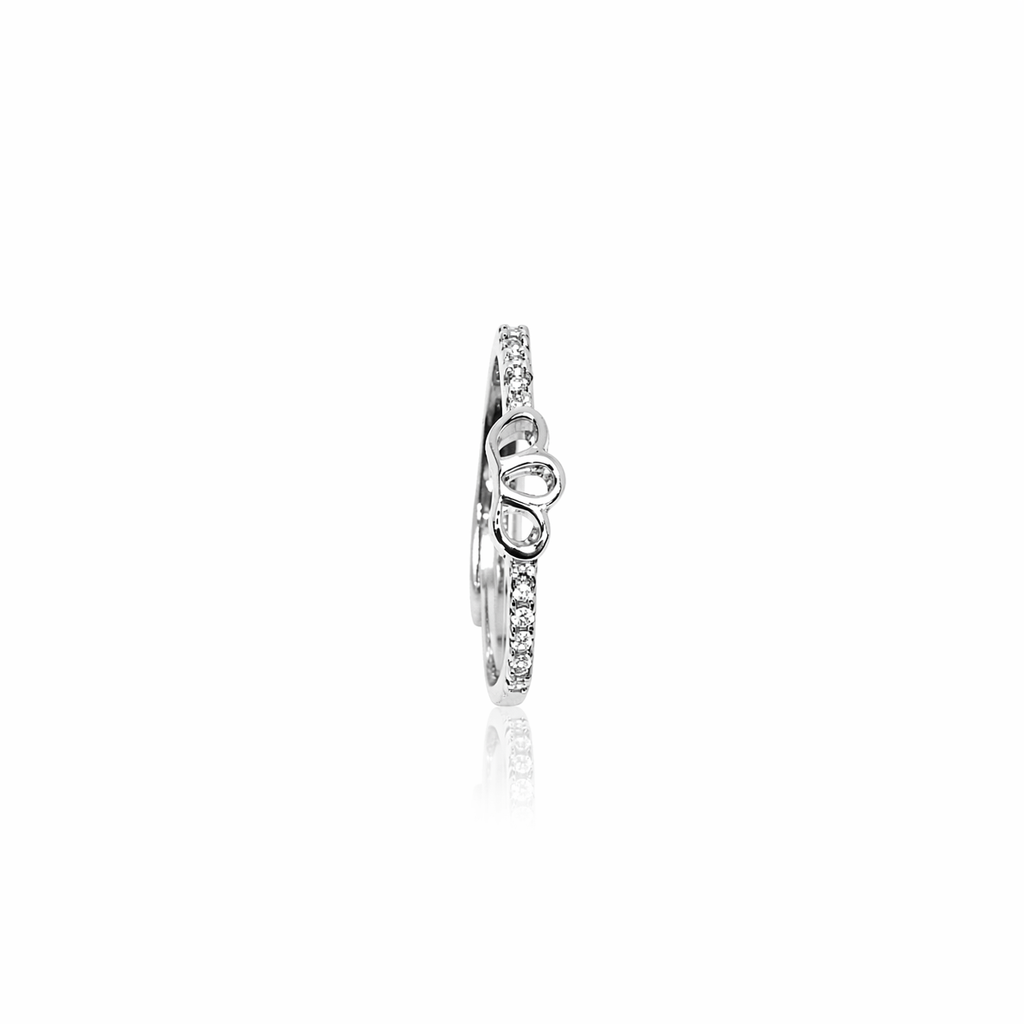 Elegant Silver Crown Ring with Pavé Accents
