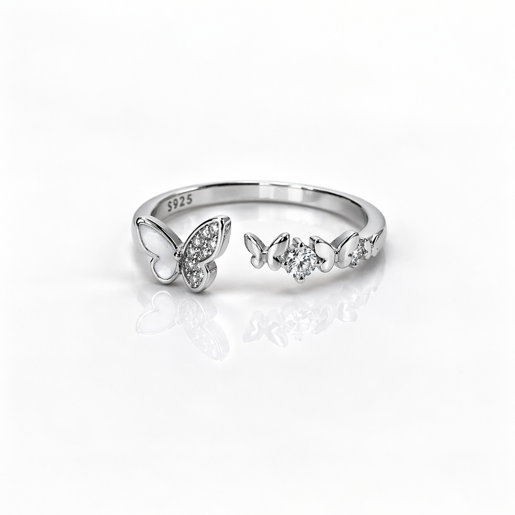 Butterfly Charm Adjustable Ring – Cute Everyday 925 Silver Ring