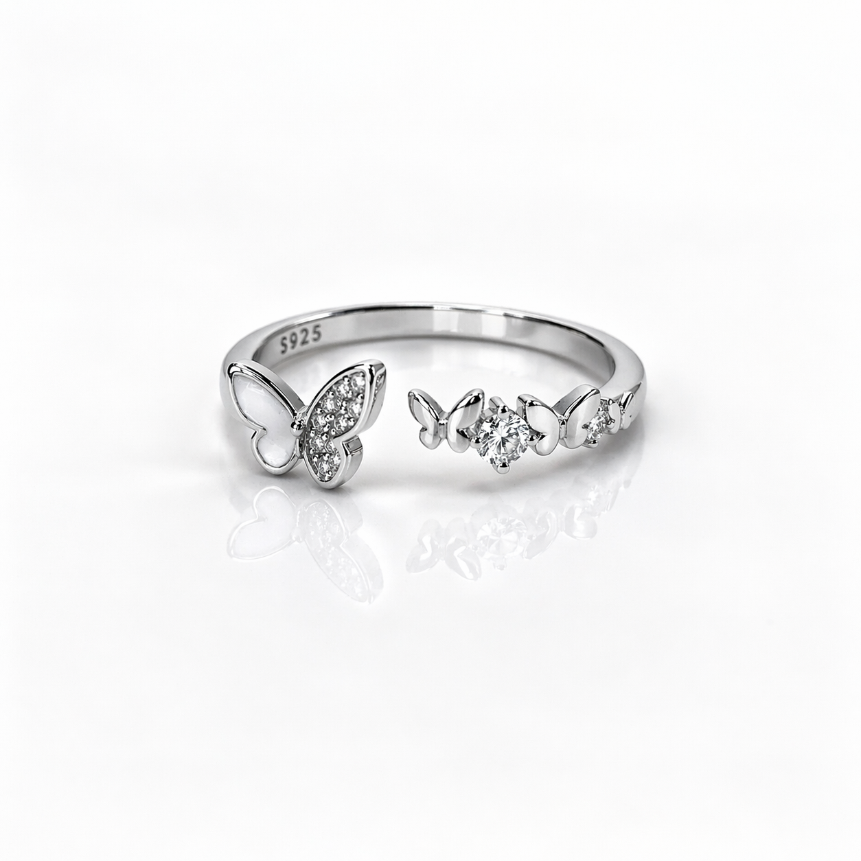 Butterfly Charm Adjustable Ring – Cute Everyday 925 Silver Ring