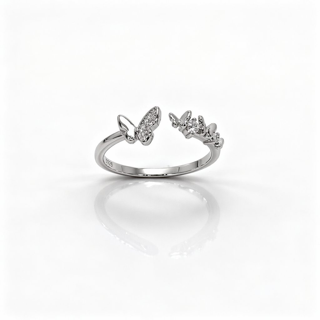 Butterfly Charm Adjustable Ring – Cute Everyday 925 Silver Ring