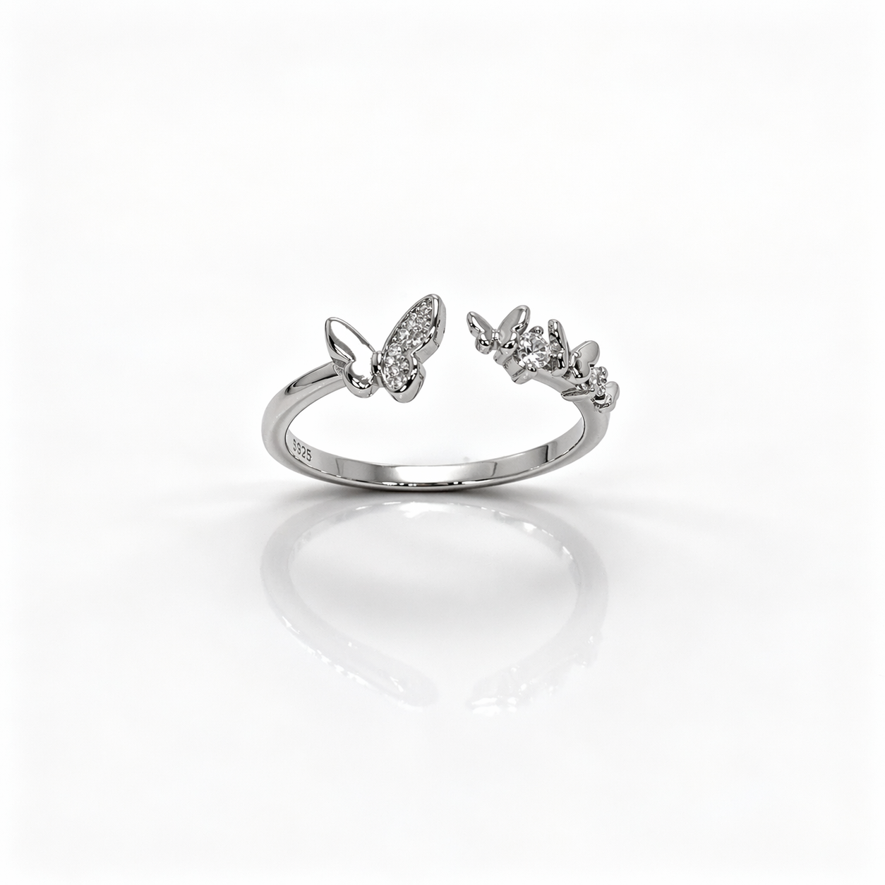 Butterfly Charm Adjustable Ring – Cute Everyday 925 Silver Ring