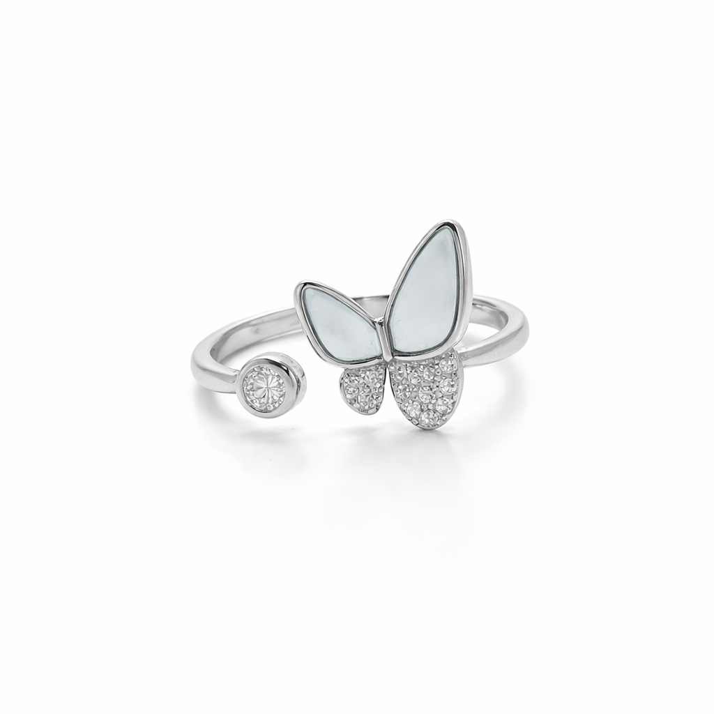 Crystal Butterfly 925 Silver Ring – Sparkling Party Wear Ring