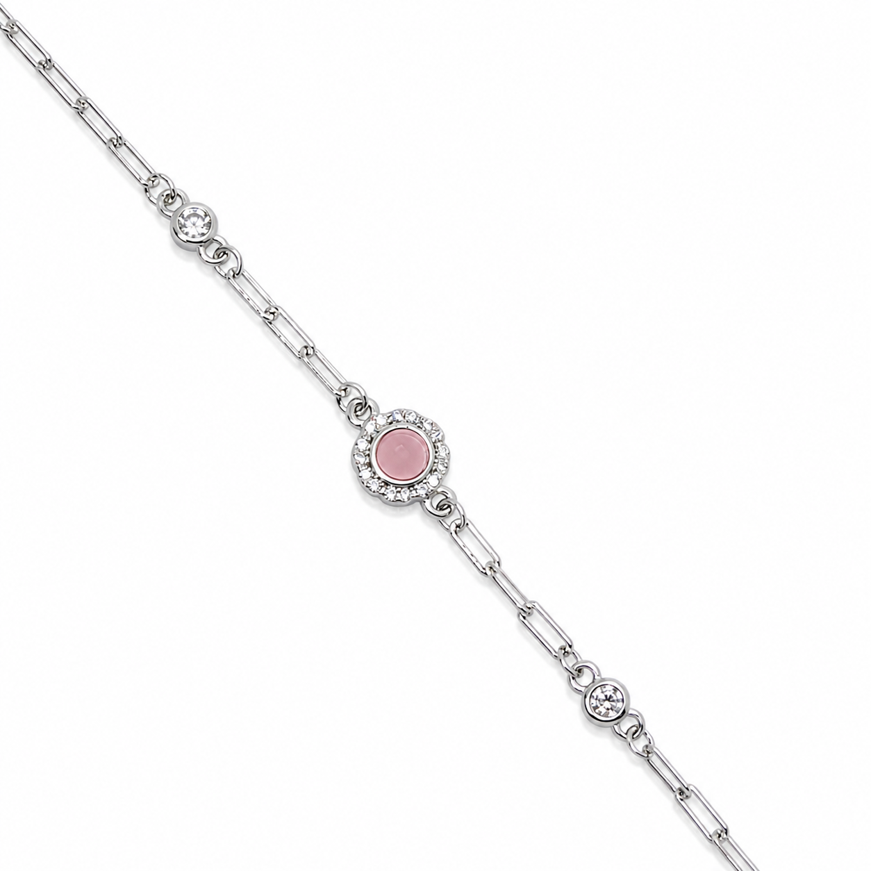 Pink Aura 925 Silver Chain Bracelet