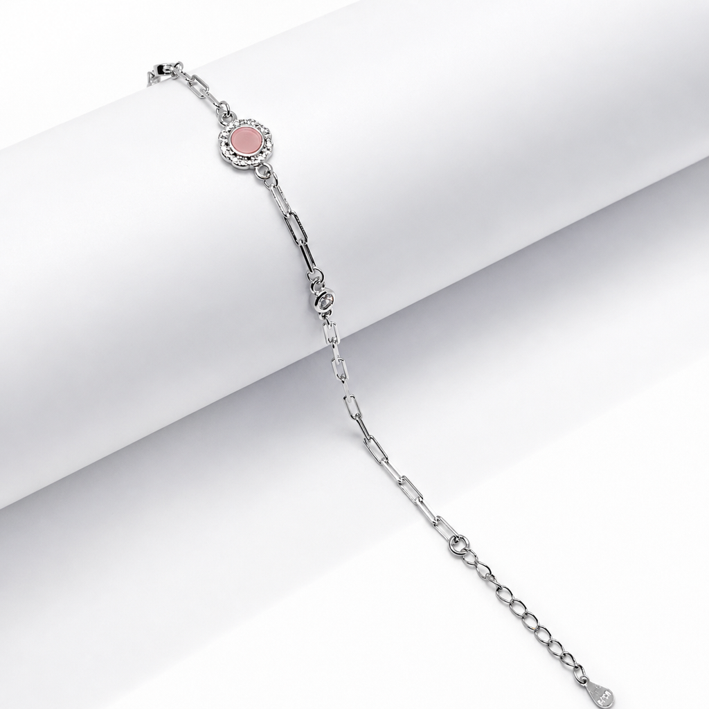 Pink Aura 925 Silver Chain Bracelet