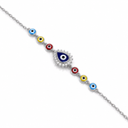 Evil Eye Charm Pure 925 Silver Bracelet for Women