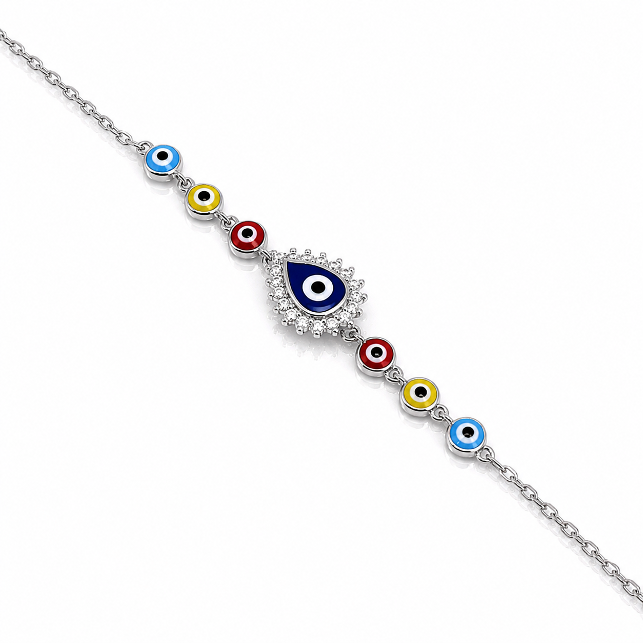 Evil Eye Charm Pure 925 Silver Bracelet for Women