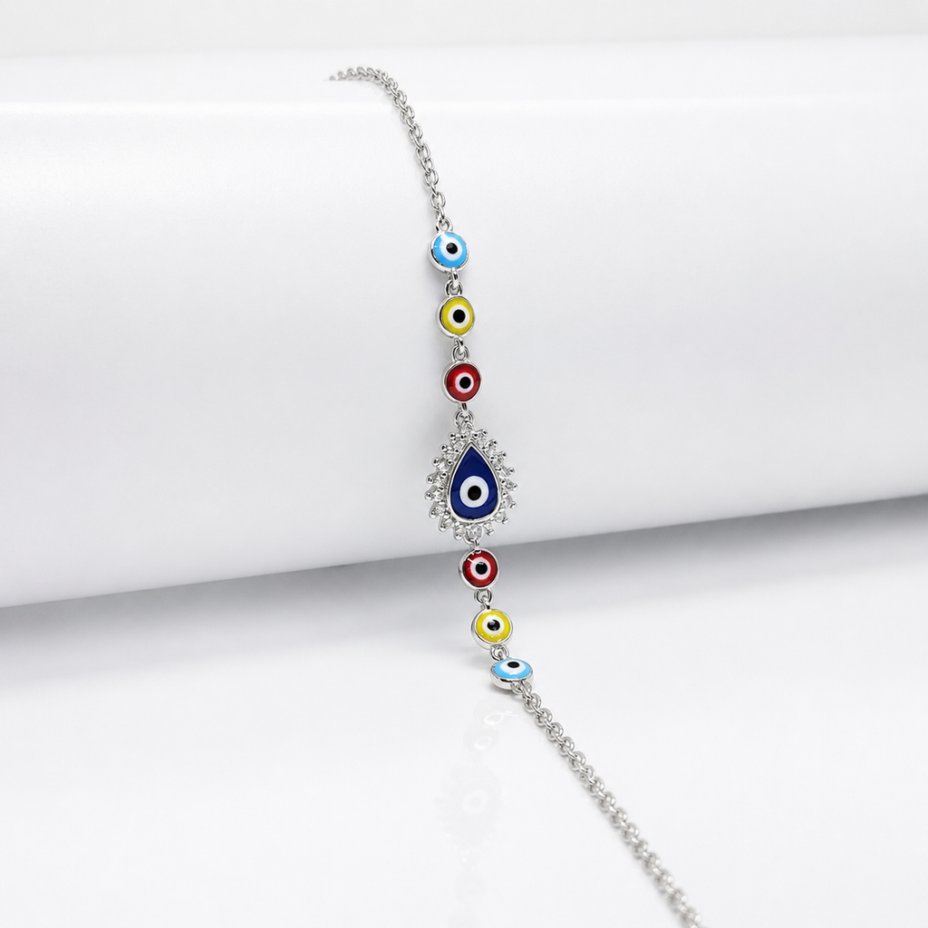 Evil Eye Charm Pure 925 Silver Bracelet for Women