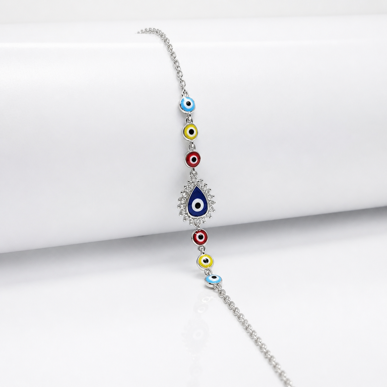 Evil Eye Charm Pure 925 Silver Bracelet for Women