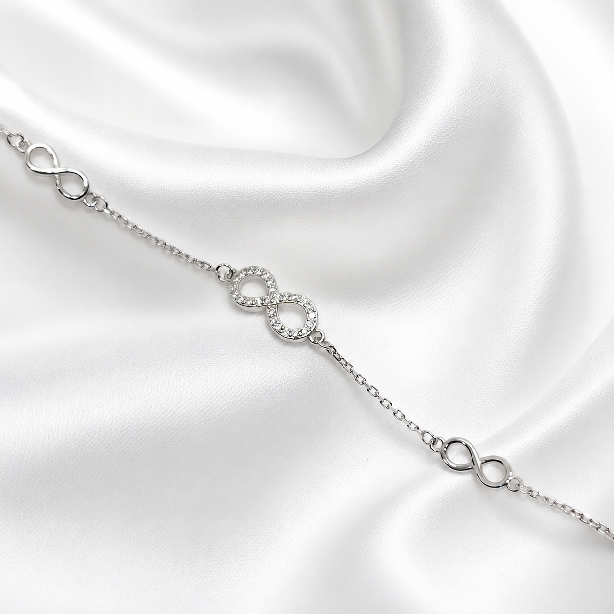 Forever Link Pure 925 Silver Infinity Bracelet