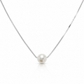 925 Silver Pearl Drop Necklace – Minimal Solitaire Chain for Women