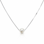 925 Silver Pearl Drop Necklace – Minimal Solitaire Chain for Women