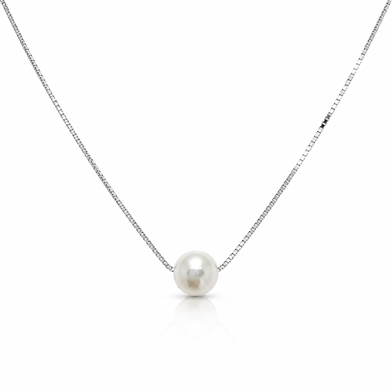 925 Silver Pearl Drop Necklace – Minimal Solitaire Chain for Women