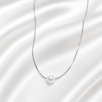 925 Silver Pearl Drop Necklace – Minimal Solitaire Chain for Women