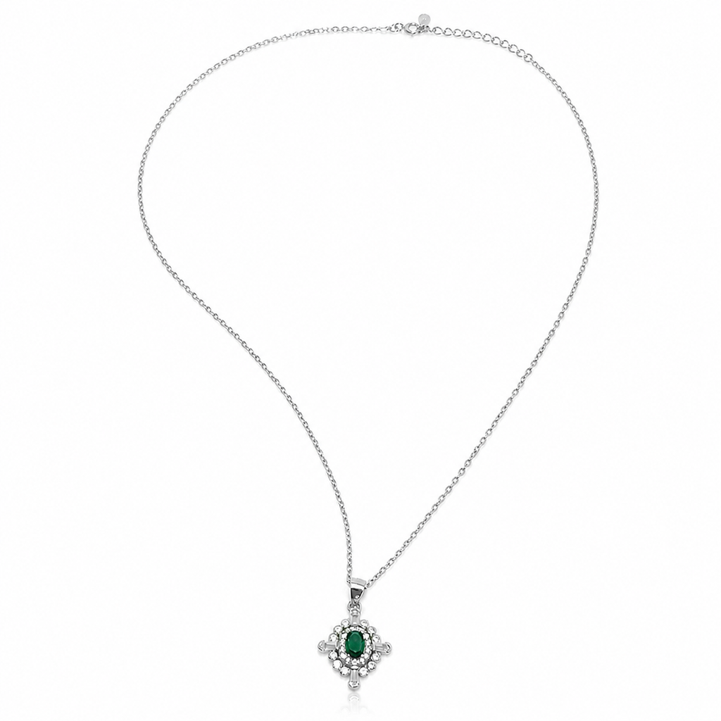 Green Emerald 925 Silver Necklace
