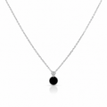 925 Silver Black Onyx Pendant Necklace – Elegant Round Chain for Women