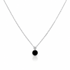 925 Silver Black Onyx Pendant Necklace – Elegant Round Chain for Women
