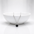 925 Silver Black Onyx Pendant Necklace – Elegant Round Chain for Women
