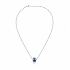 925 Silver Blue Stone Pendant Necklace – Elegant Round Charm Chain