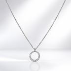 925 Silver Circle Diamond Pendant Necklace – Elegant Everyday Chain