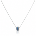 925 Silver Blue Stone Pendant Necklace – Elegant Round Charm Chain
