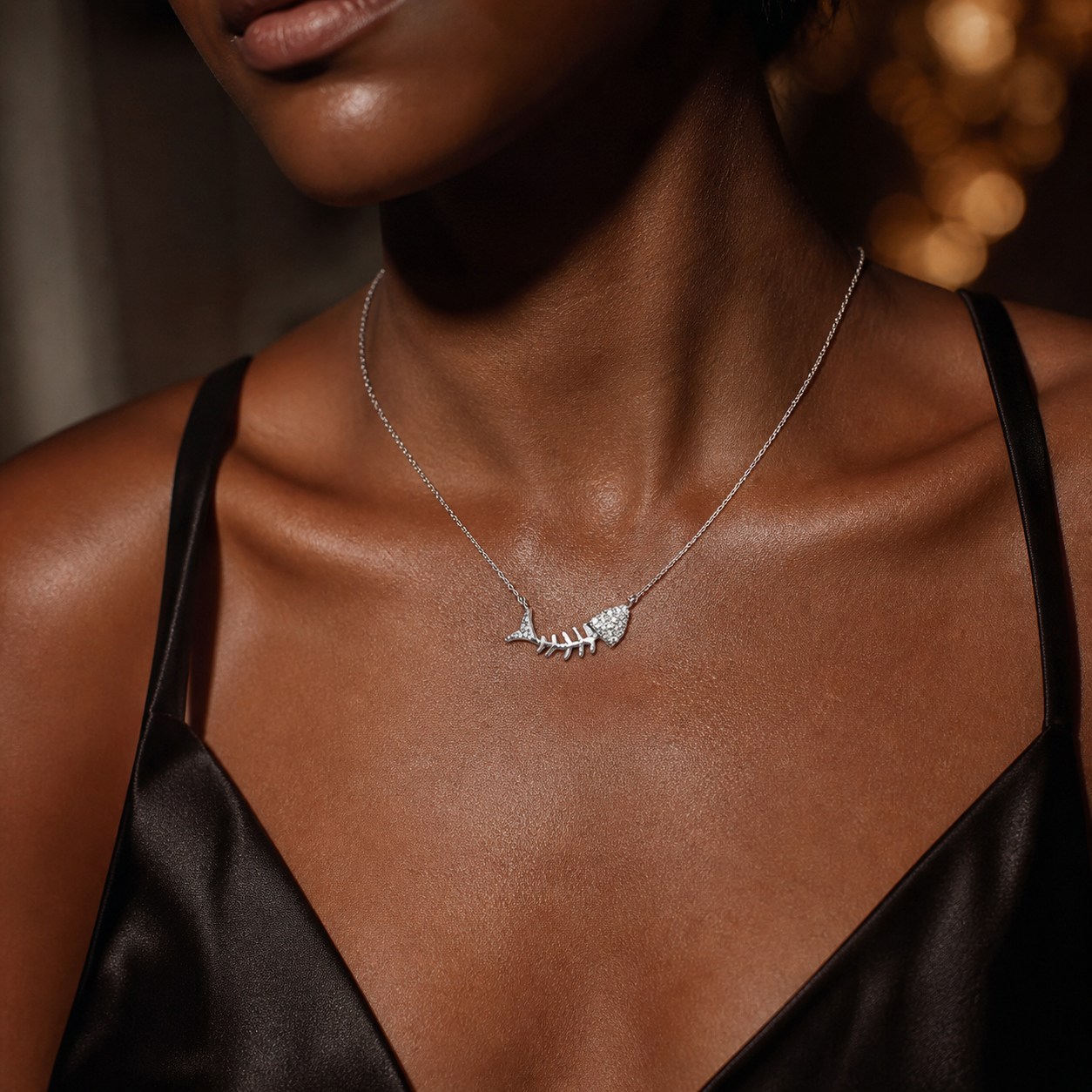 925 Silver Aqua Charm Necklace for Women