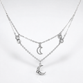 925 Silver Moon Layered Necklace for Women