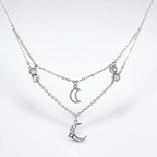 925 Silver Moon Layered Necklace for Women