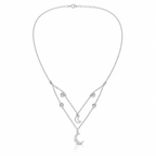 925 Silver Moon Layered Necklace for Women