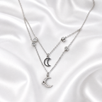 925 Silver Moon Layered Necklace for Women
