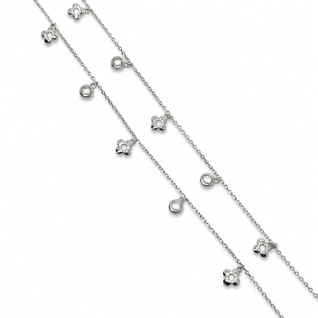 Floral Grace 925 Silver Anklet