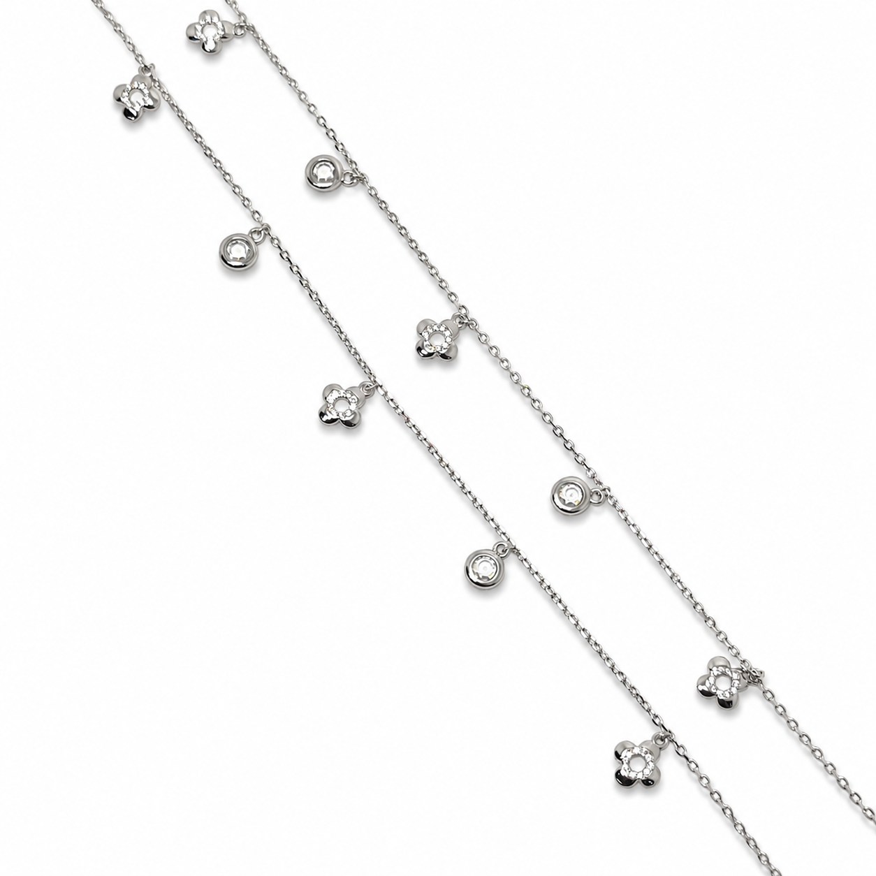 Floral Grace 925 Silver Anklet
