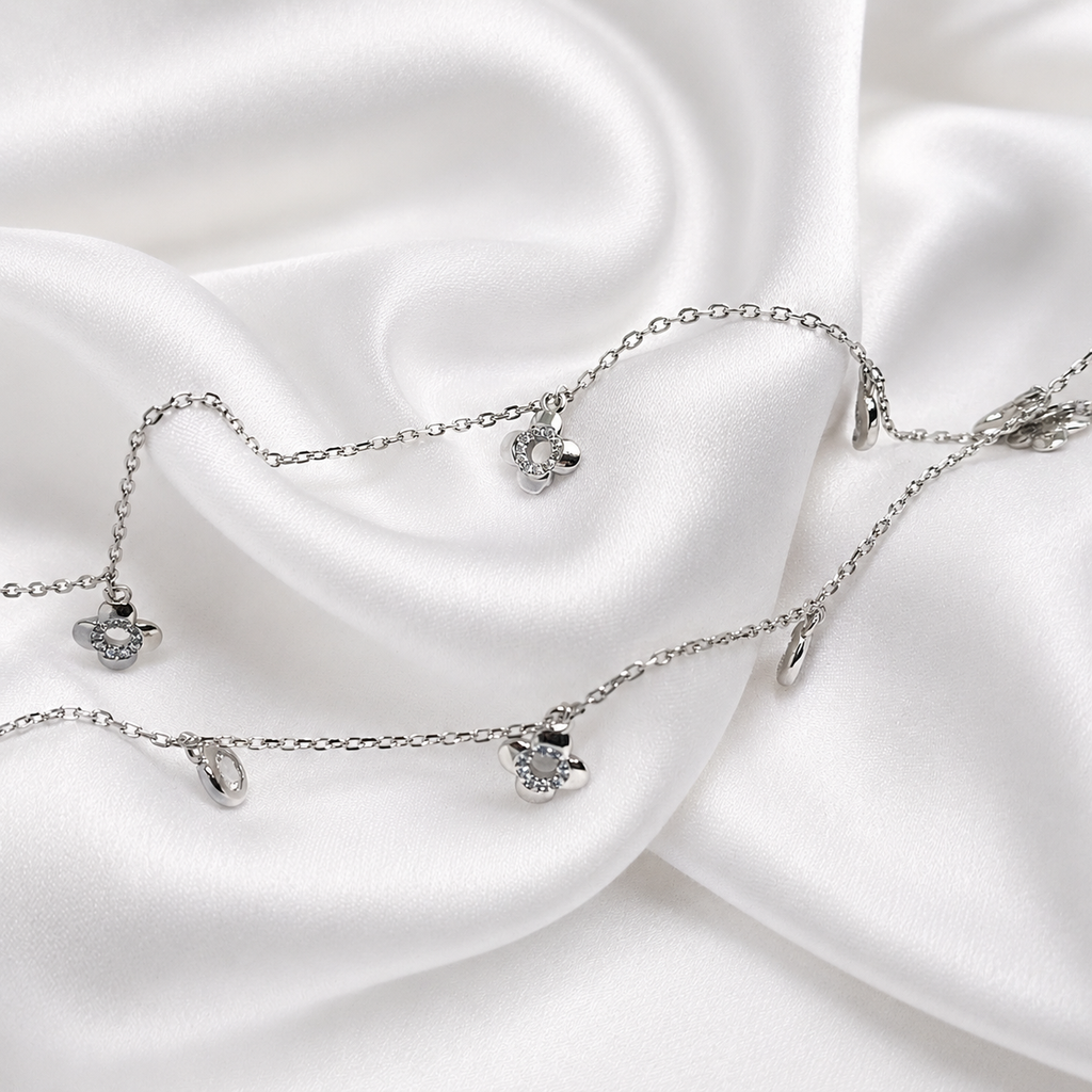 Floral Grace 925 Silver Anklet