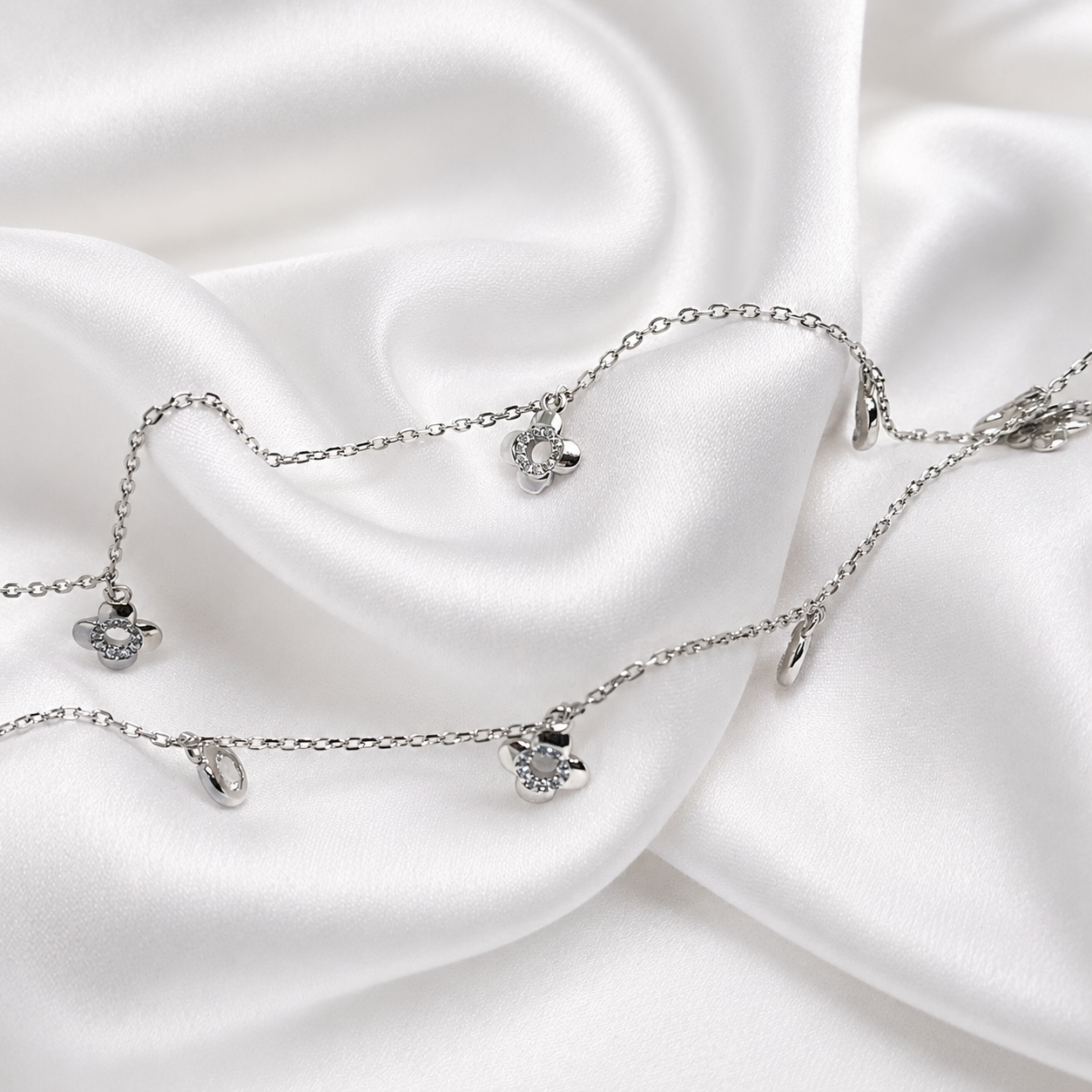 Floral Grace 925 Silver Anklet