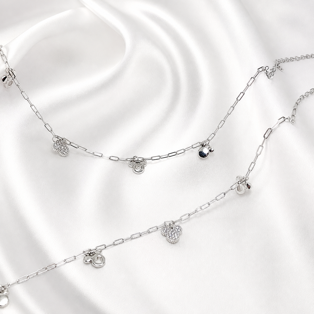 Elegant Clover 925 Silver Anklet