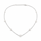 925 Silver Long Pearl Station Necklace