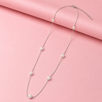925 Silver Long Pearl Station Necklace