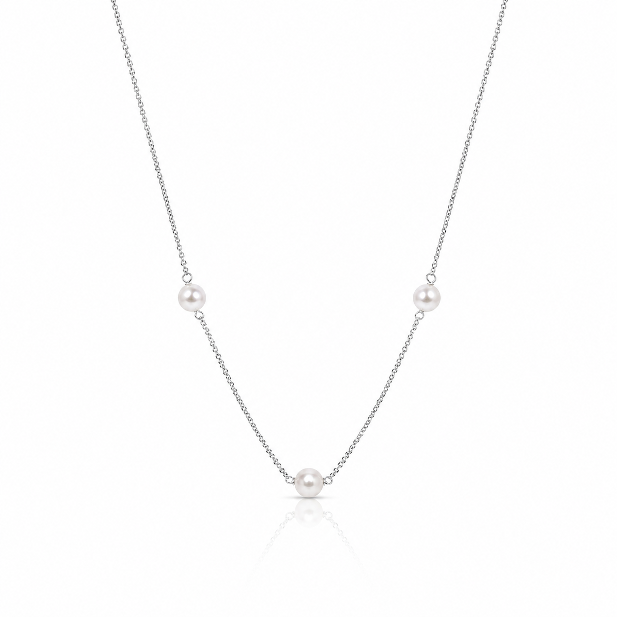 925 Silver Triple Pearl Minimal Necklace