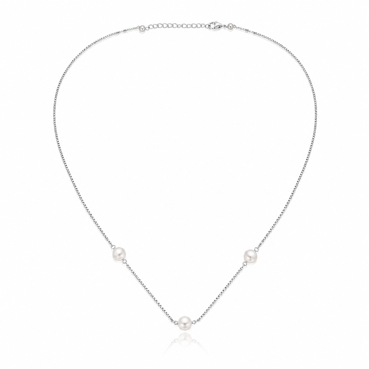 925 Silver Triple Pearl Minimal Necklace