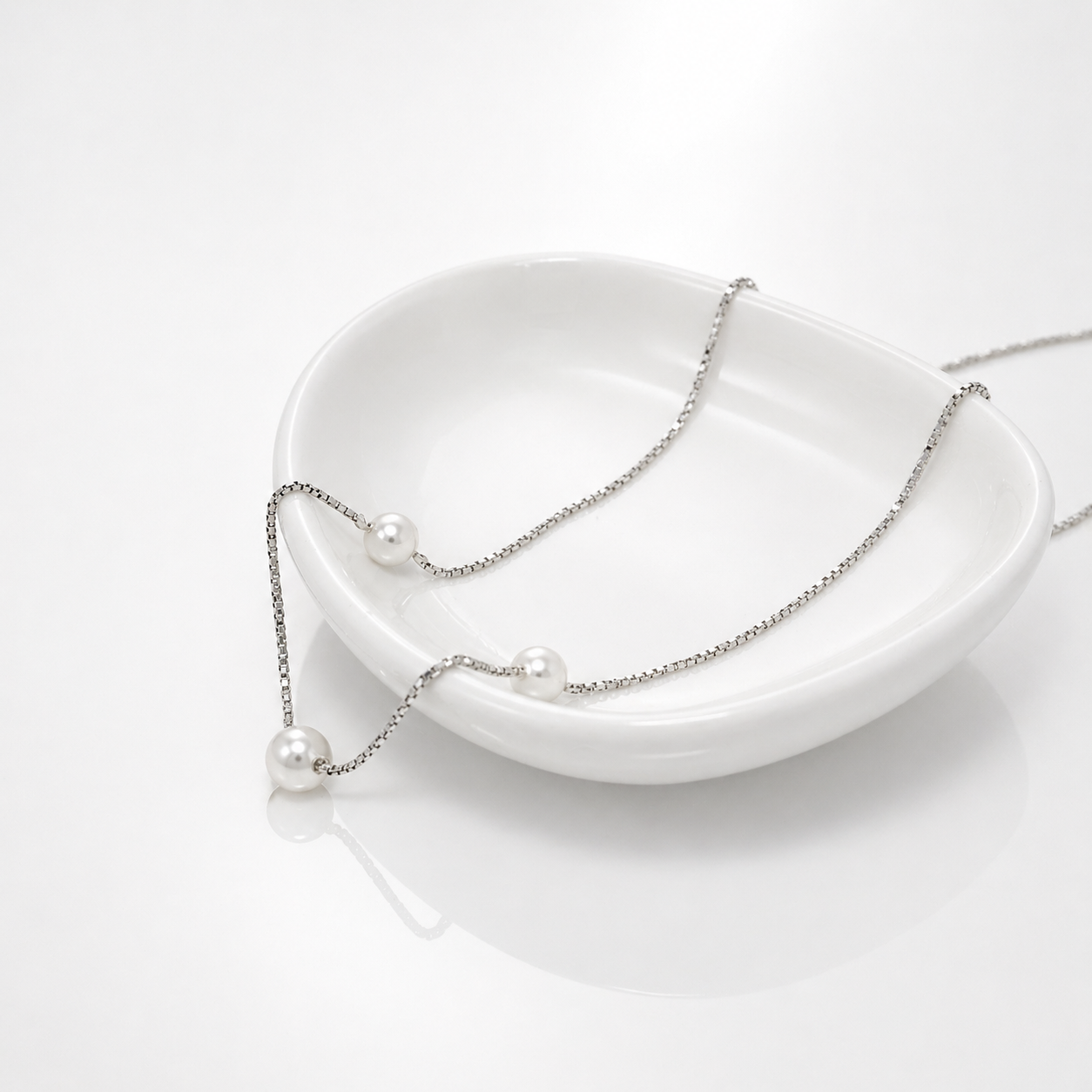 925 Silver Triple Pearl Minimal Necklace