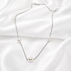 925 Silver Triple Pearl Minimal Necklace