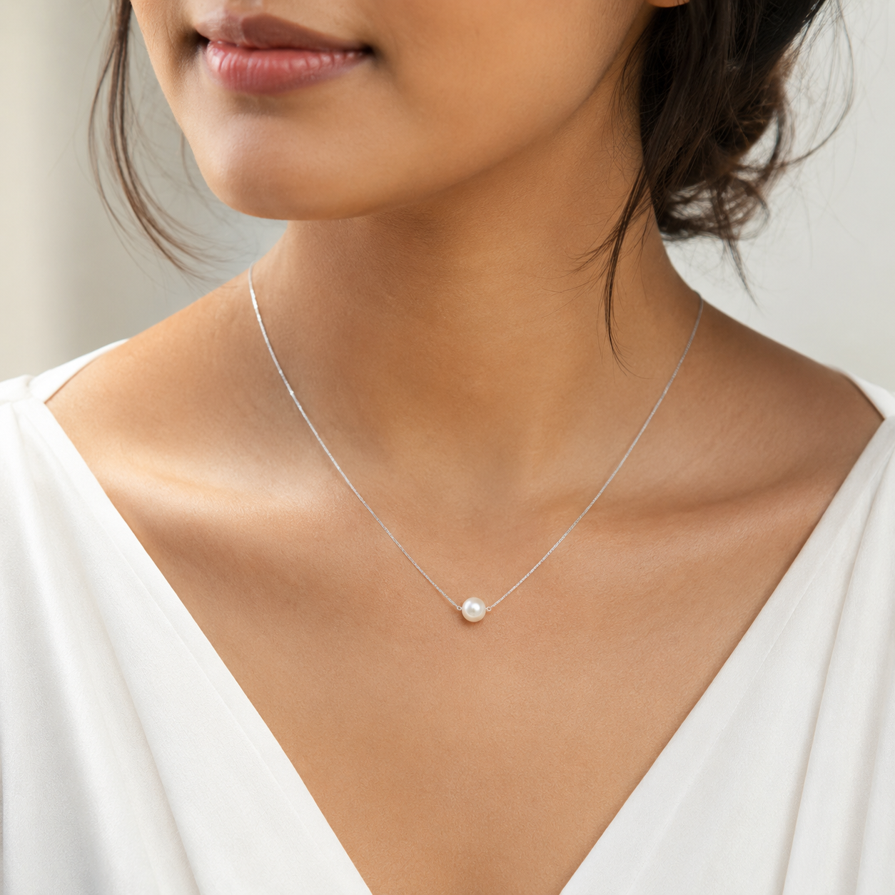 Single Pearl 925 Silver Chain Necklace