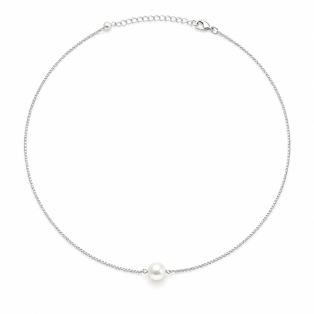 Single Pearl 925 Silver Chain Necklace