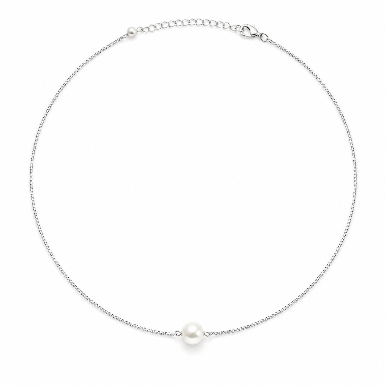 Single Pearl 925 Silver Chain Necklace
